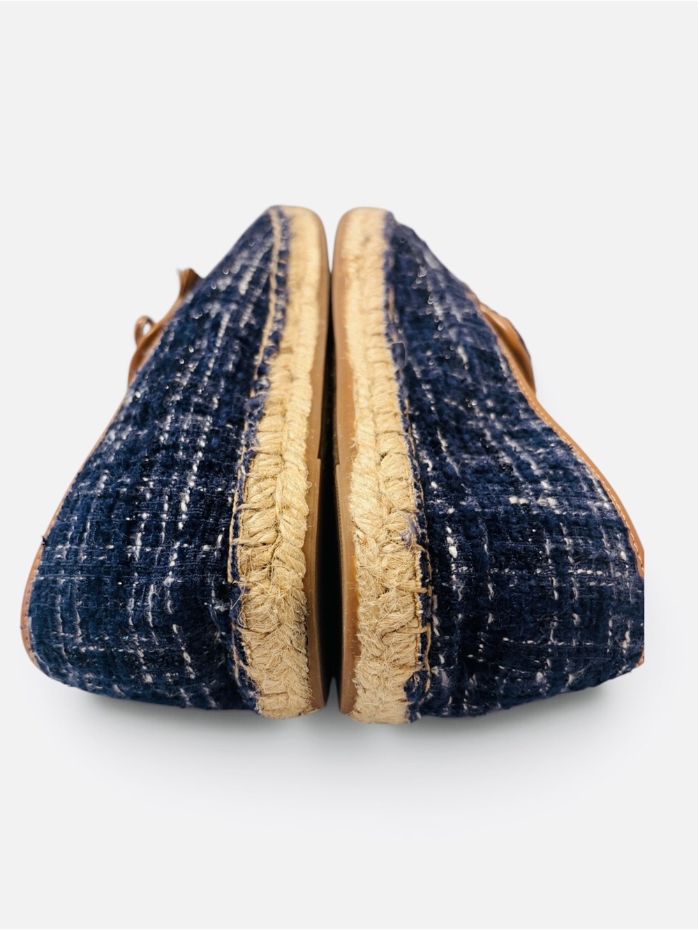 Talbots Izzy Tassel Espadrilles Navy Bouclé Tweed Loafers 10M - Picture 7 of 10